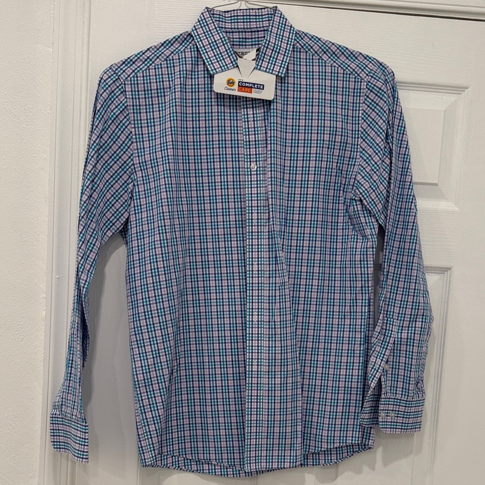 Bar III Slim Fit Stretch Men’s Plaid Long Sleeve Button-Down Shirt